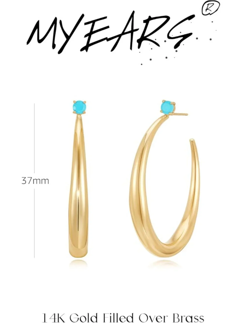 Large Gold Hoop Earrings for Women Trendy 14K Gold Plated Big Open Hoops Stud Ea - Picture 7 of 7